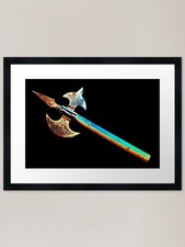 Old battle axe framed - battle, art
