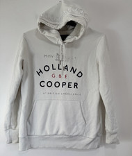 Holland Cooper Hoodie Womens Medium White Fleece Lined GBE Flock Logo Sweatshirt