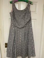 Monsoon Lined Lace Grey and Baby Pink Dress Size 20  Knee Length