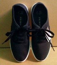 NWT Primark Mens Navy Canvas With White Rubber Sole, Lace Up Plimsolls - Size 5
