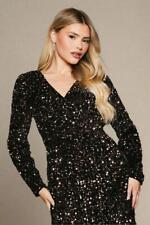 Dorothy Perkins Velvet Sequin Wrap Midi Dress Party Dress