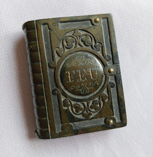 Antique Bryant & May Bakelite Vesta Case Book Shape Inscribed “Feu” c.1925