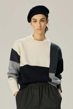 MARGARET HOWELL Modernist Crew Neck Boxy Jumper UK 8 Merino Wool Cashmere Blend