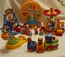 Happyland Fairground Carousel,Big Wheel,Rocket Ride,Pirate Ship,Train,Ice cream