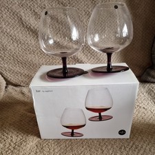 Sagaform Large Brandy Cognac Glasses with Purple & Green Rocking Bottoms