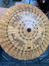 Vintage Hand Painted Chinese Oil or Rice Paper Umbrella/Parasol