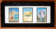 Seaside PICTURE FRAMED 3 Postcard Size 6 X 4" PICTURE PRINT-SIZE.23" x 11"approx