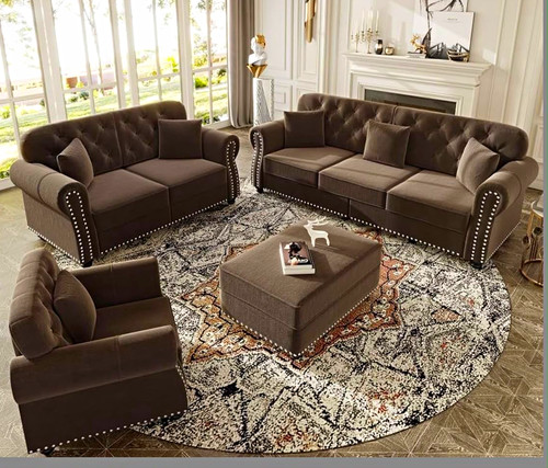 Brown faux leather - faux, 3-piece