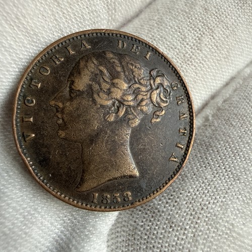 1858 queen victoria halfpenny - 1858,