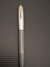 Rare PARKER 51 STERLING SILVER DOVE GREY FOUNTAIN PEN, vacumatic, blue diamond