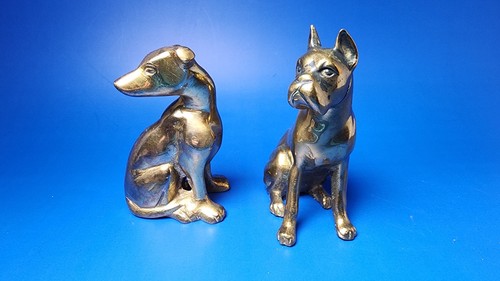 Vintage solid brass - brass, dogs