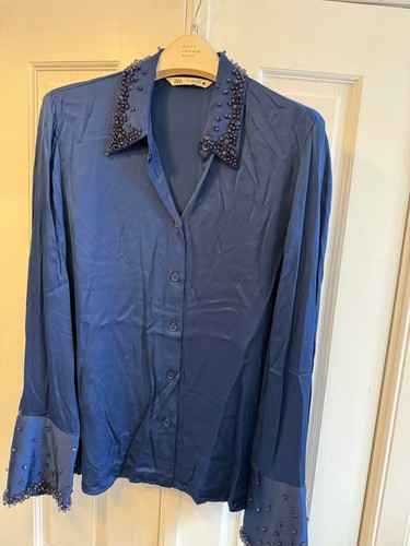 Zara satin beaded blouse - satin,