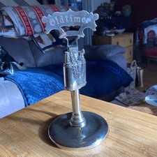 OLD GLOSSY NICKELED BRASS TABLE PETROL CIGARETTE LIGHTER OLDTIMER / FUNCTIONAL