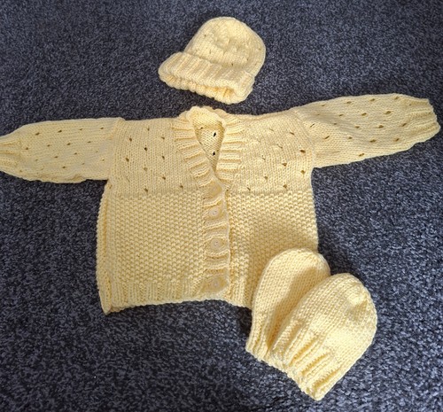 Hand knitted baby set - knitted, yellow