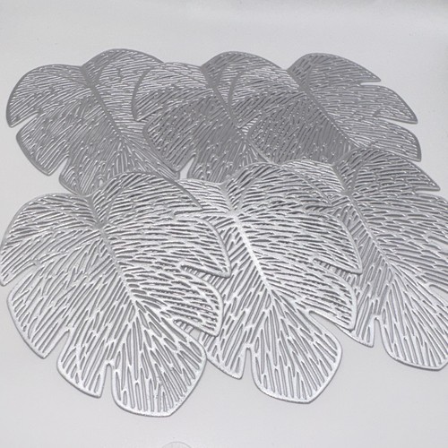 6pc silver vinyl - , leaf-shaped