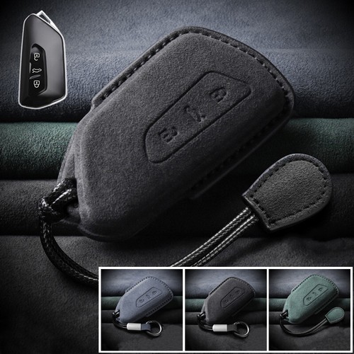 Suede leather car key - leather,