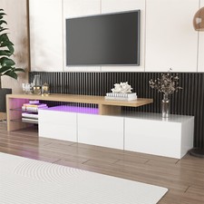 LED TV Stand Cabinet Unit High Gloss Front 3 Doors TV Entertainment RGB Lights