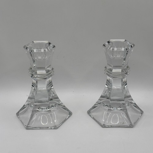 Vintage clear glass hexagon - clear,
