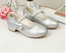 Girls Faux Leather Low Block