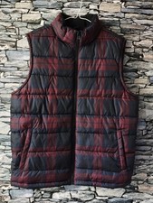 Gap Navy/Burgundy Check Sleeveless Full Zip Body warmer Vest Gilet Men's M
