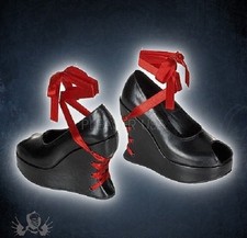Demonia. Bravo 03. Gothic, Corseted Morticia Heeled, Mistress Platform Shoes