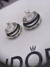Pandora Signature Double Pave Hoop Earrings Ale S925