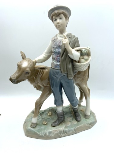 Lladro porcelain boy - porcelain, calf