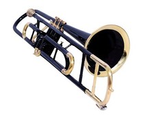 Brand New BLACK Brass Finish Bb Flat Valve Trumbone Free case+Mouthpiece