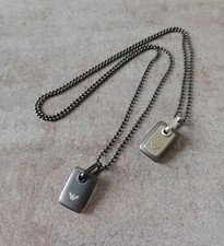 Emporio Armani Necklace EGS2017001 Black & Grey Resin Eagle Pendants, Ball Chain