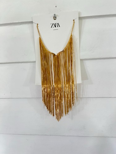 Zara gold tone fringe necklace - gold,