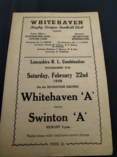Whitehaven swinton a - whitehaven, v
