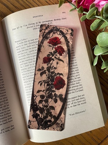 Red rose gothic bookmark - gothic,