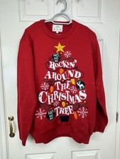 Next Mens Rocking Around The Christmas Tree Jumper, Light Up, Red Mix Size XL