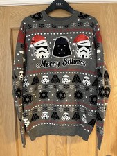 STAR WARS Men’s TU Grey Merry Sithmas Christmas Sweater / Jumper, Size Medium