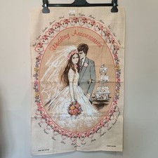 Vintage Lamont Wedding Anniversary Tea Towel Linen And Cotton Blend 