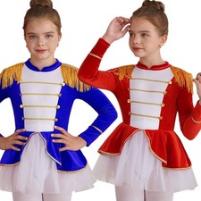 Girls Christmas Circus Ringmaster Costume Mesh Tutu Dress Leotard Party Cosplay