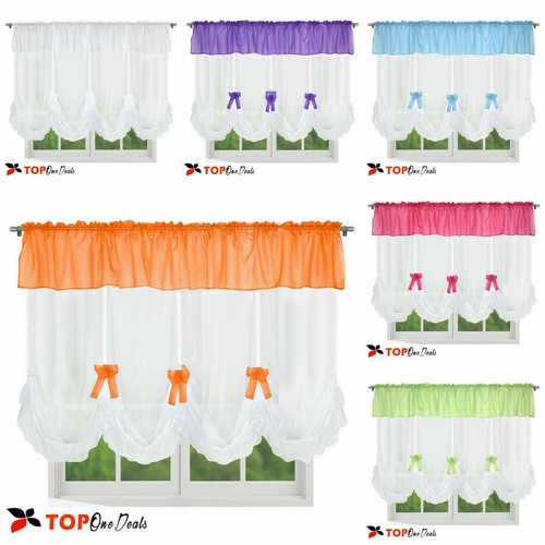 Voile curtain with ribbon bow - voile,