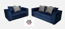 3+2 PLUSH VELVET SOFA SET BLUE