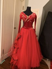 Red velvet ballroom dress