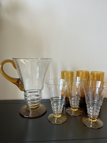 Vintage jug glass set rare - vintage, &