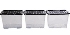 Home Curve 3 x 24L Stacking Storage Boxes With Lid Clear
