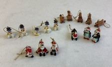 16x Vintage Mini Christmas Tree Decorations Santa Reindeer Penguin Snowman