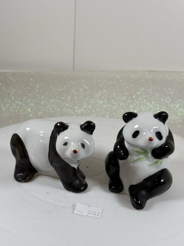 Pair vintage glazed panda - glazed,
