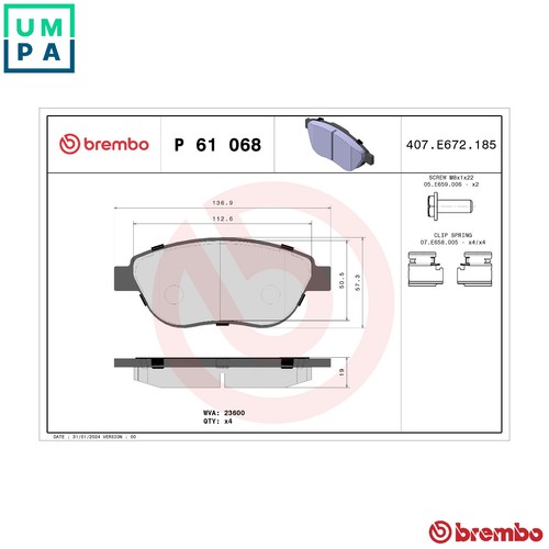 Brake pad set disc - set, p