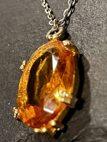 Vintage oval citrine glass - citrine,