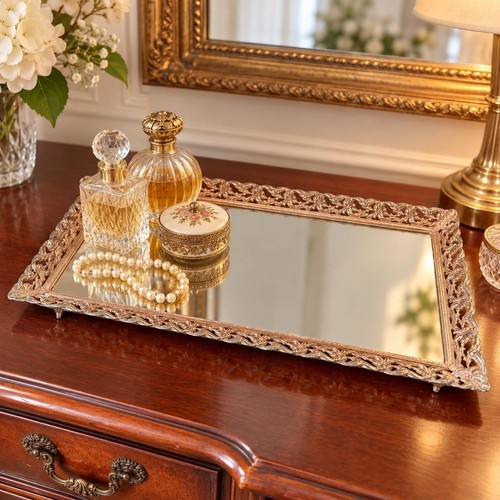 Vtg mirrored vanity tray - vanity,