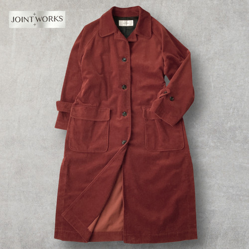 Corduroy long coat terracotta - corduroy,
