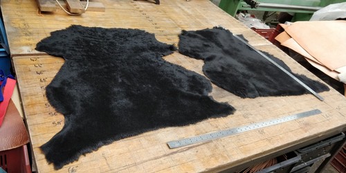 Black genuine sheepskin - black,