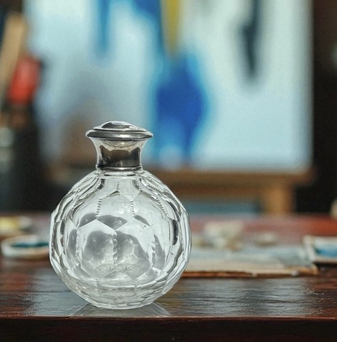 Edwardian silver mounted scent - silver,