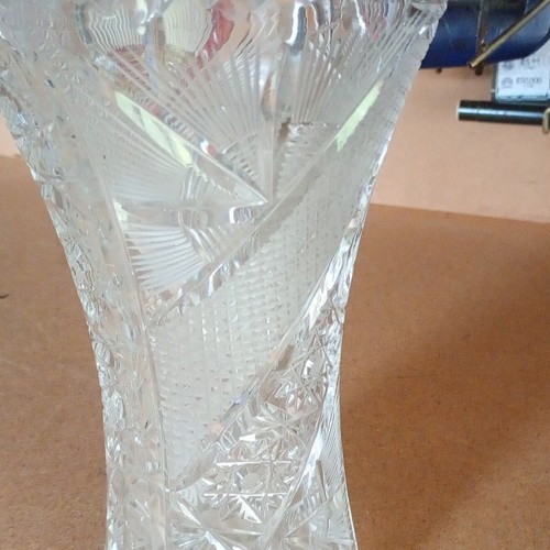 Clear cut glass - cut, vase